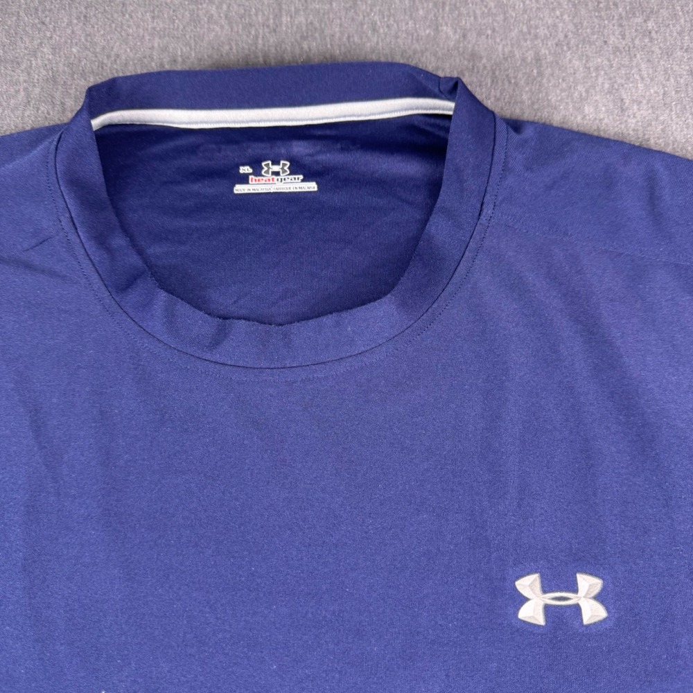 Under‎ Armour Mens HeatGear Short Sleeve Athletic T-Shirt Navy Blue XL RN 96510